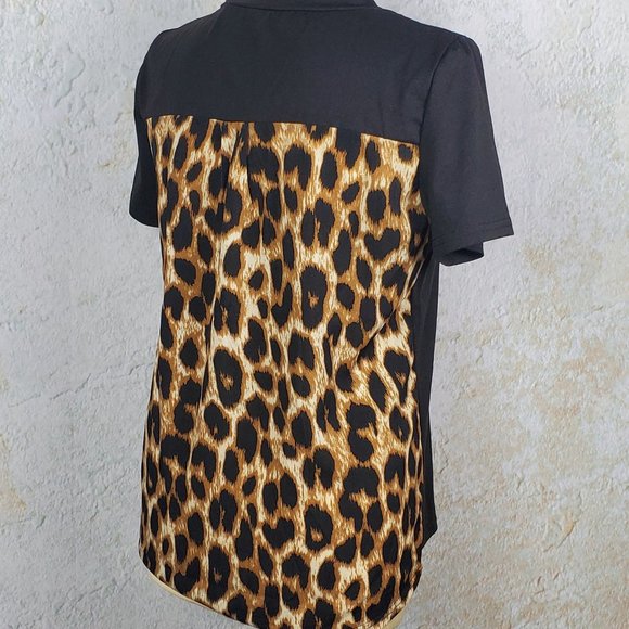 2 Tone, Leopard and Black, V-Neck Pocket T-shirt - Picture 4 of 5